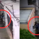 hombre en bicicleta intenta abrir puertas constantemente