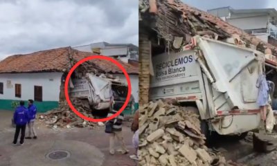 Video de cámaras de seguridad reveló cómo fue el choque del camión recolector de basura contra una vivienda en La Candelaria, en Bogotá