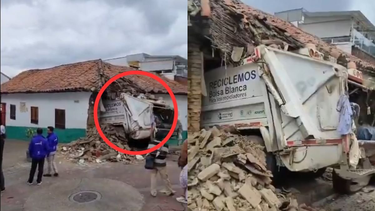 Video de cámaras de seguridad reveló cómo fue el choque del camión recolector de basura contra una vivienda en La Candelaria, en Bogotá