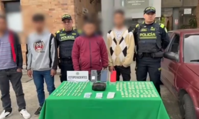 Cuatro hombres intentaron escapar de un control de la Policía en Engativá con 150 dosis de bazuco y 100 de marihuana.
