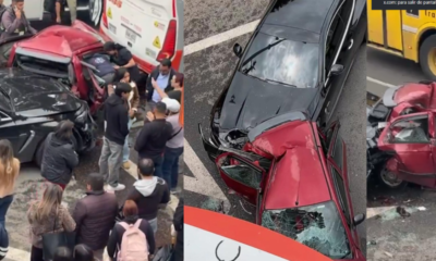 así quedó el carro en el que quedó atrapada una persona