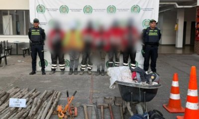 Policía captura a seis personas que se hacían pasar por funcionarios del IDU para hurtar cable de fibra óptica en Bogotá