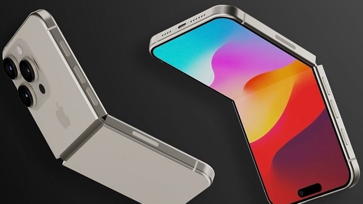 Bản dựng một chiếc iPhone màn hình gập vỏ sò.