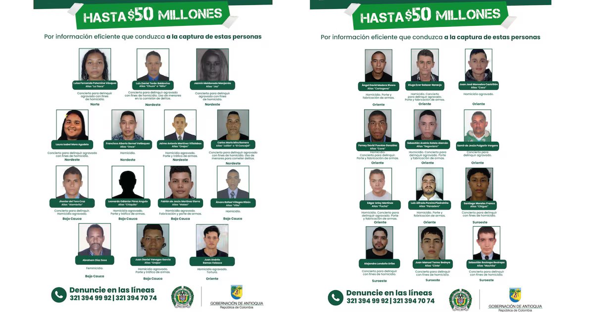 Autoridades de Antioquia reportaron neutralización de 8 delincuentes: estaban en cártel de los más buscados