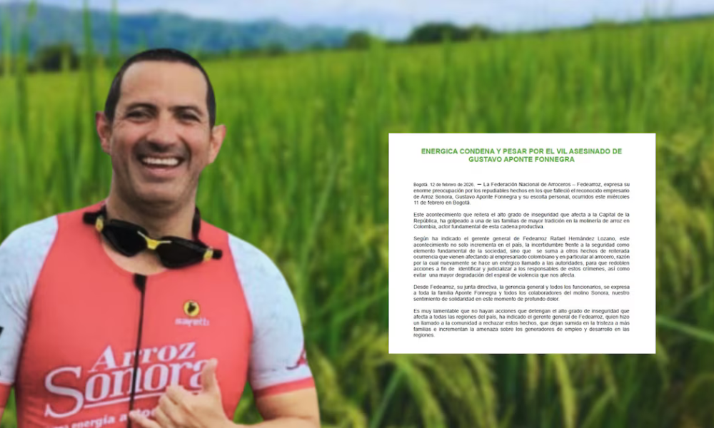 Fedearroz exigió “redoblar” las acciones contra la inseguridad tras el asesinato de Gustavo Aponte Fonnegra y su escolta