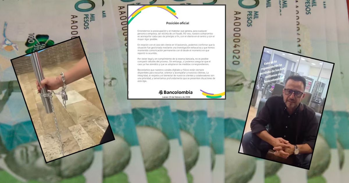 “Hay que emputarse para que las cosas funcionen”: empresario cuya esposa se encadenó frente a Bancolombia en Villavicencio por milloonario retiro no autorizado