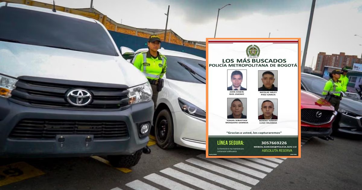 Policía de Bogotá publicó el cartel de los delincuentes más buscados por hurto de vehículos de alta gama