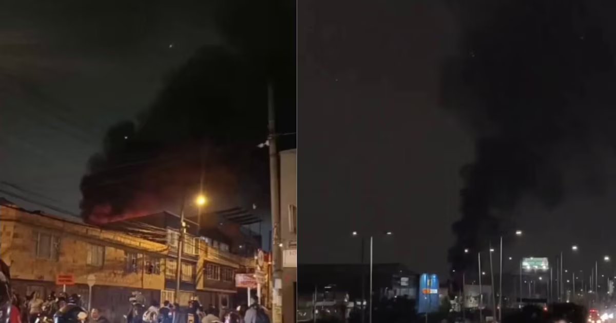 Quedó en video el incendio que dejó en pérdida total una fábrica de colchones en Soacha: no hubo heridos
