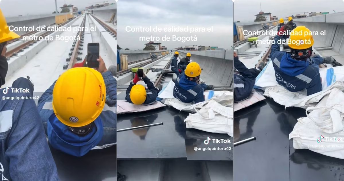 Trabajadores del metro de Bogotá mostraron “curioso” control de calidad de los rieles