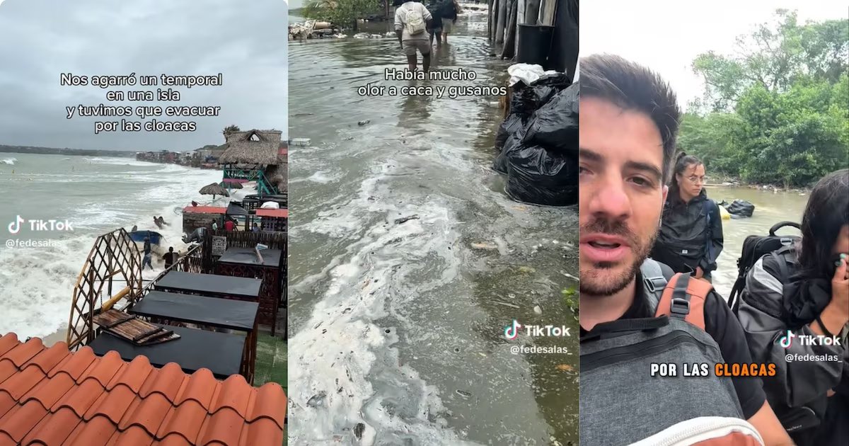Turistas extranjeros documentaron en redes sociales cómo tuvieron que ser evacuados de Barú, en Cartgagena, por culpa del invierno: “Nos sacaron por las cloacas”