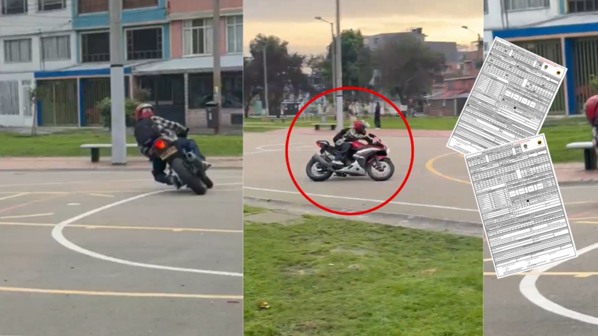 Motociclista en Bogotá usó una cancha de microfútbol como pista de carreras y debe casi $ 1 millón en multas: este es el historial