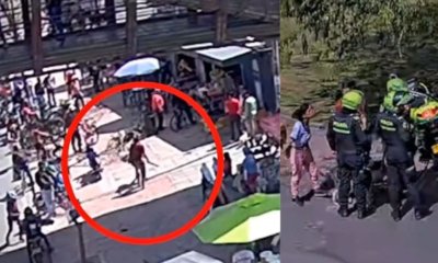 El momento exacto cuando un hombre armado intentó agredir a una persona en Bogotá: se abalanzó con el arma hacia un grupo de ciudadanos