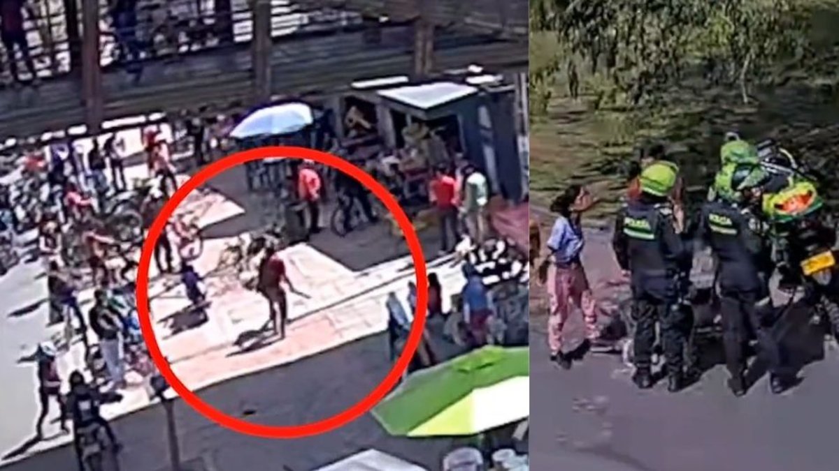 El momento exacto cuando un hombre armado intentó agredir a una persona en Bogotá: se abalanzó con el arma hacia un grupo de ciudadanos