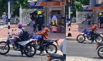 Neutralización policial con patada voladora — Policía neutraliza con patada voladora a hombre en Barranquilla: el video que di