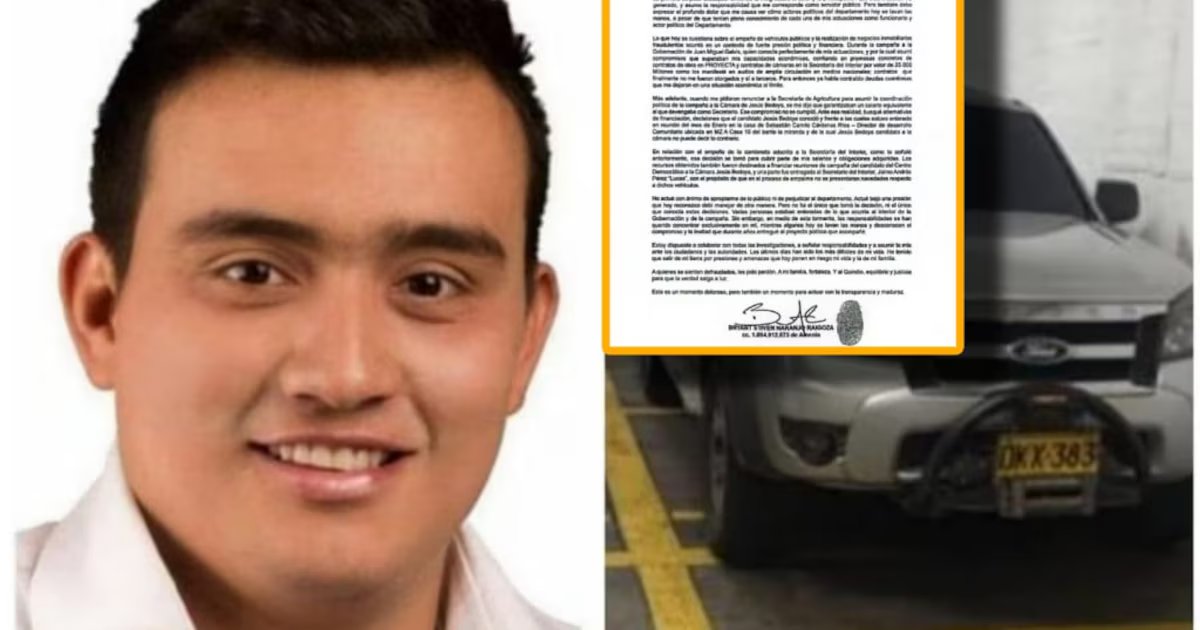 Brayant Naranjo admitió subastar vehículos de la Gobernación del Quindío y aseguró que el gobernador estaba al tanto: “Asumo responsabilidad”