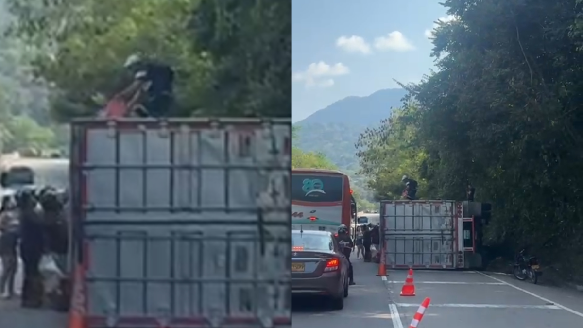 volcamiento de camión — Robo de carga causó volcamiento de camión en vía La Vega-Villeta