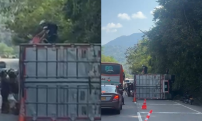 camión se volcó en la vía — Camión se volcó en la vía La Vega-Villeta: capturan a saqueador de carga
