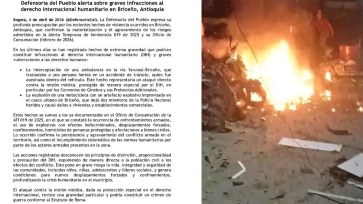 asesinato en ambulancia — Asesinato en ambulancia en Antioquia: Defensoría rechaza ataque a misión médica