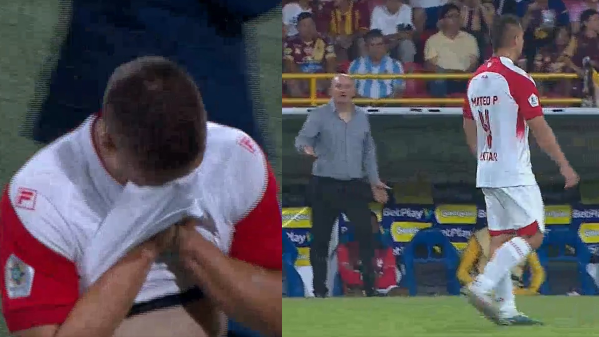 salida temprana Mateo Puerta — Mateo Puerta explica salida temprana en Santa Fe vs. Tolima: lesión muscular, no