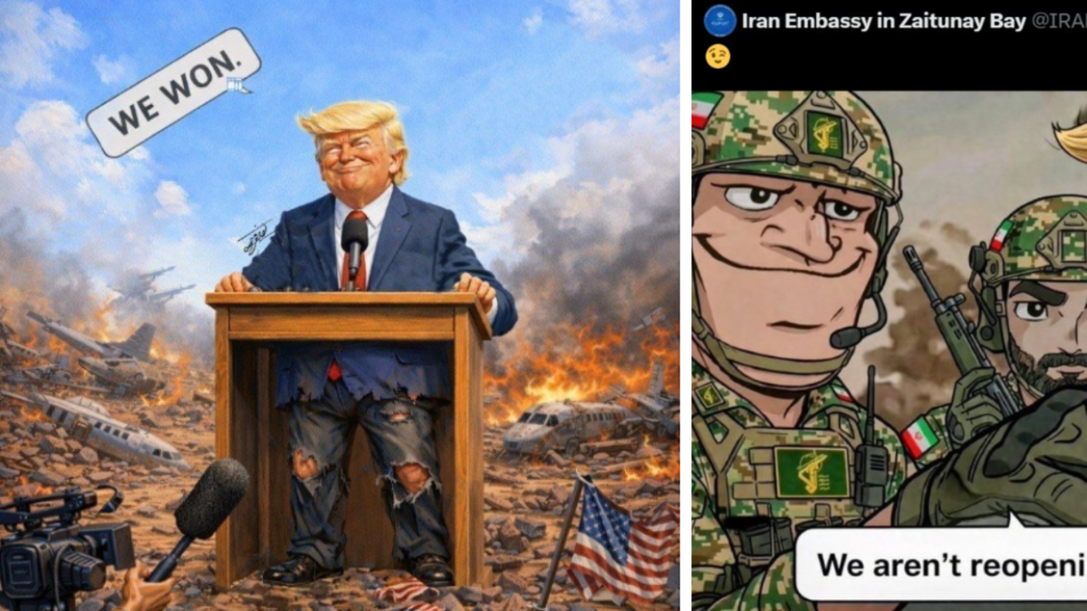 Propaganda iraní IA — Embajadas iraníes usan IA para satirizar a Donald Trump en X