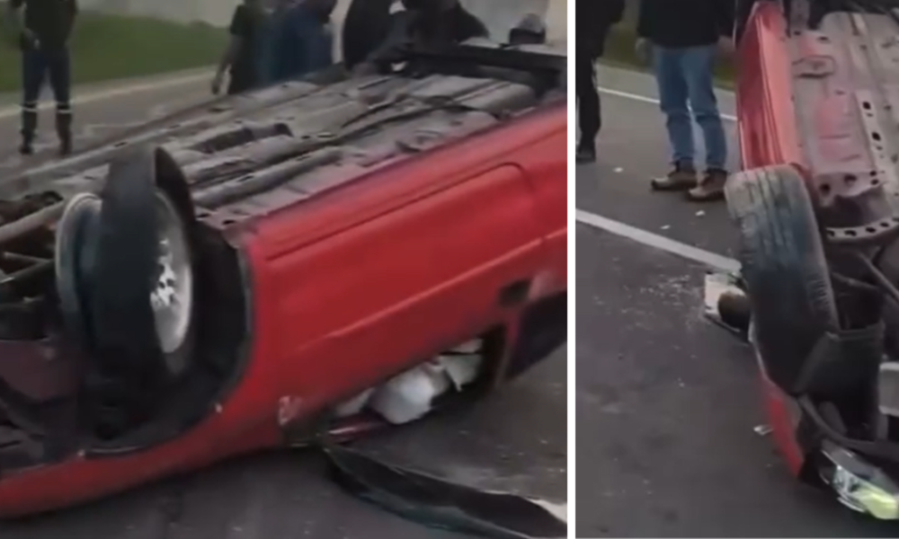 Vehículo volcado Gachancipá — Accidente con vehículo volcado en Gachancipá deja dos heridos leves