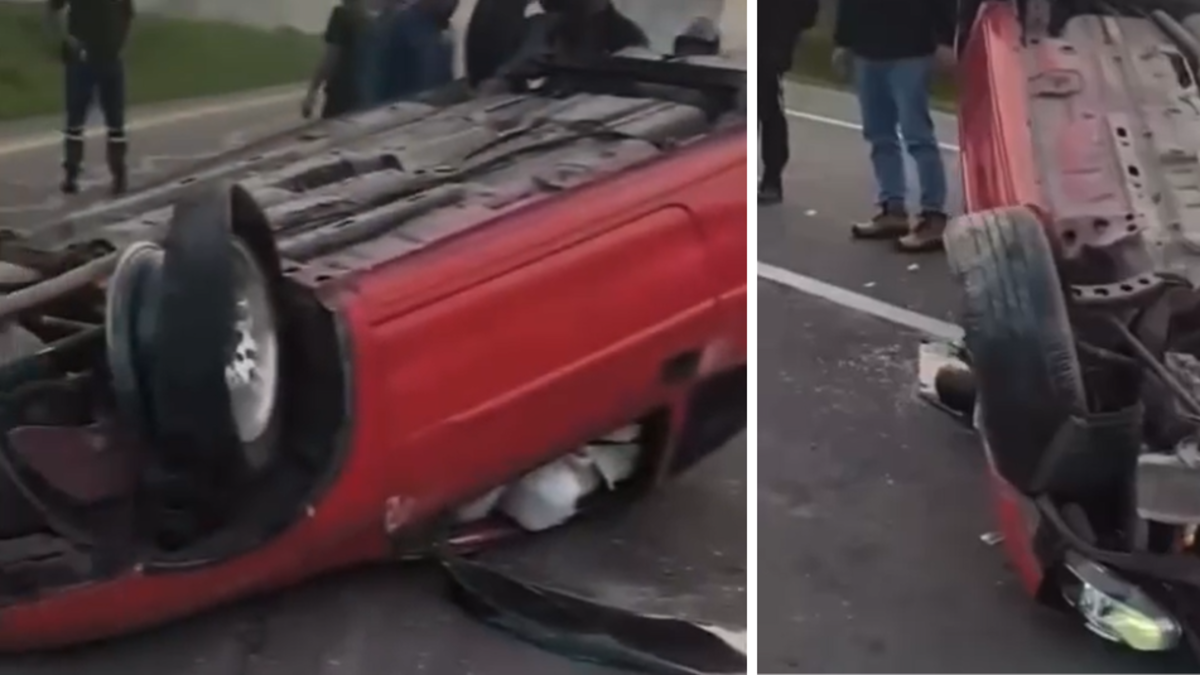 Vehículo volcado Gachancipá — Accidente con vehículo volcado en Gachancipá deja dos heridos leves