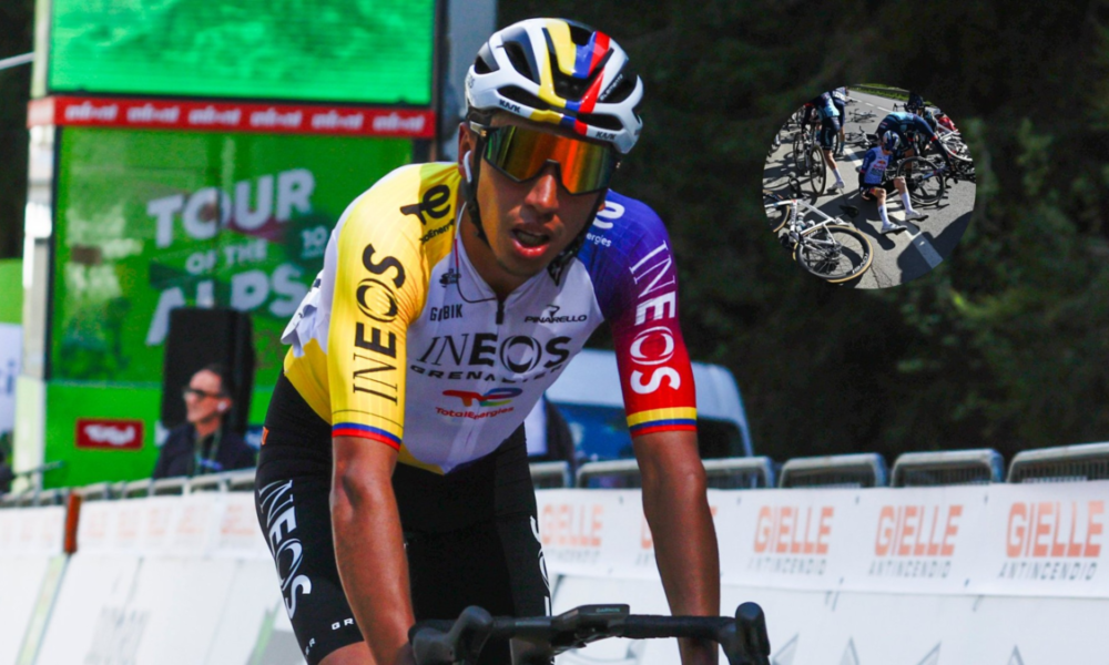 Caída Tour Alpes Bernal — Caída masiva en el Tour de los Alpes: Egan Bernal se salva y asciende en la gene