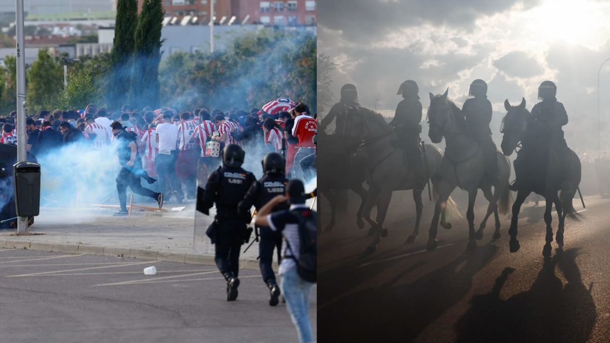 Violencia Champions League — Incidentes en la previa de la Champions League: Pelea entre hinchas y policía en