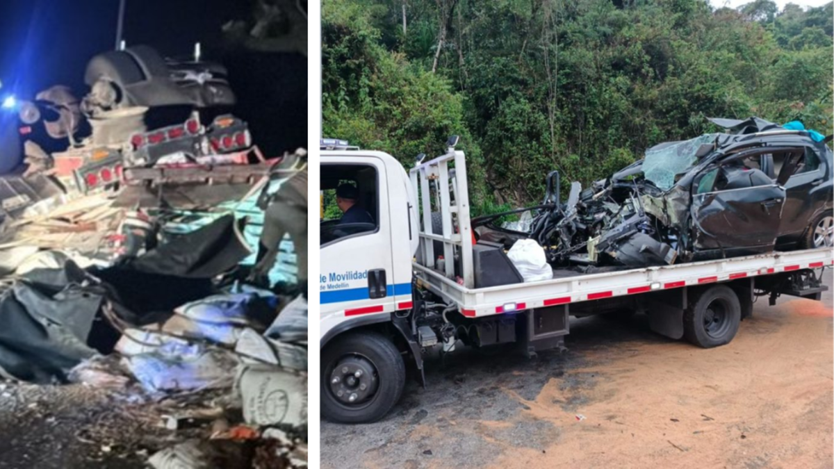accidente vía Medellín — Un muerto y un herido en grave accidente vía Medellín - Santa Fe